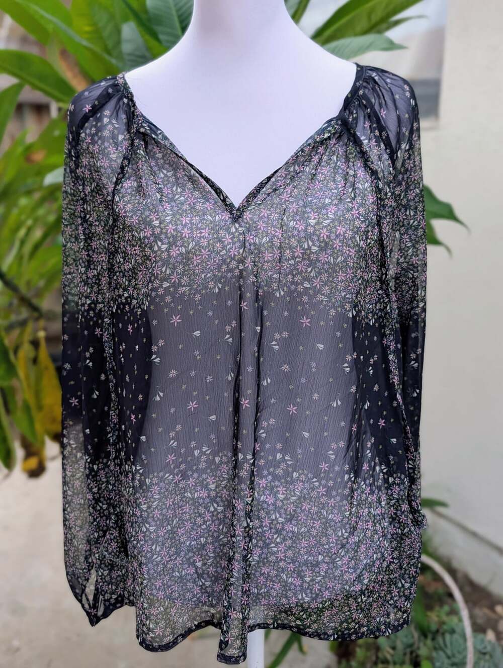 Liverpool Los Angeles Midnight Garden blouse medium cottagecore boho whimsical - Picture 5 of 11